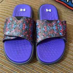 Under Armour Black and Multicolor Slides